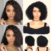 Ronashow Black Short Afro Curly Wig Machine Made Human Hair Natural Black 10 Inch
